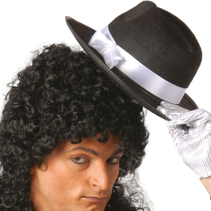 sombrero gánster negro cinta blanca