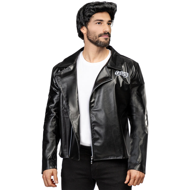 Disfraz de Chaqueta negra T-Birds de Grease para hombre Detalle