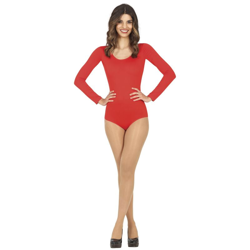 Disfraz de Body Rojo Manga Larga para mujer