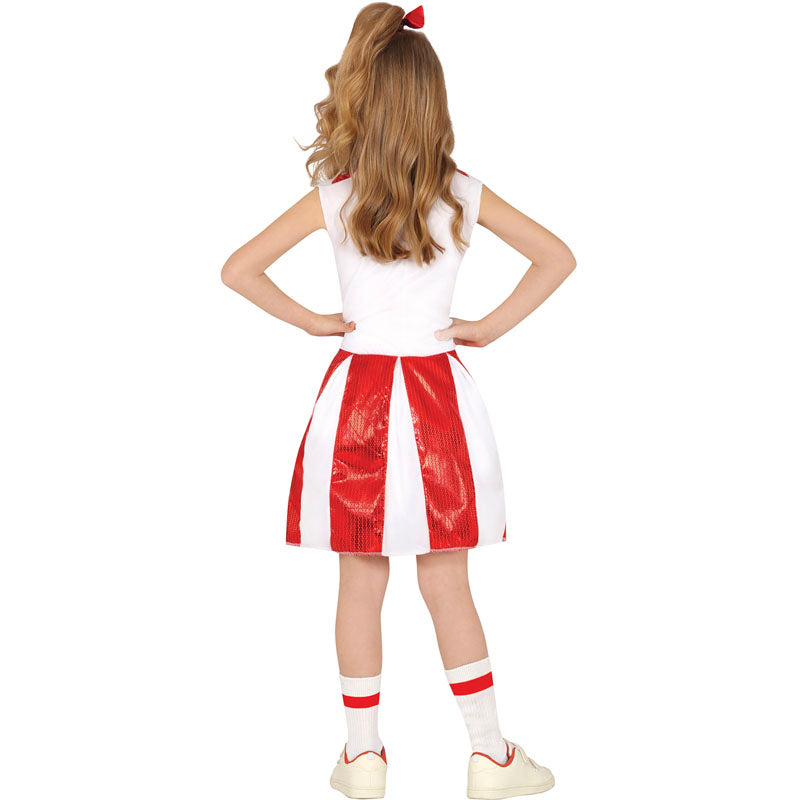 Disfraz de Animadora lentejuelas rojas para niña Espalda