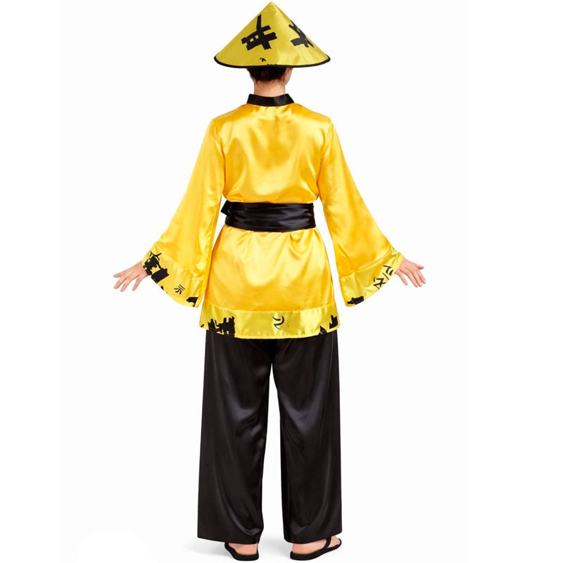 Disfraz de China Amarillo espalda