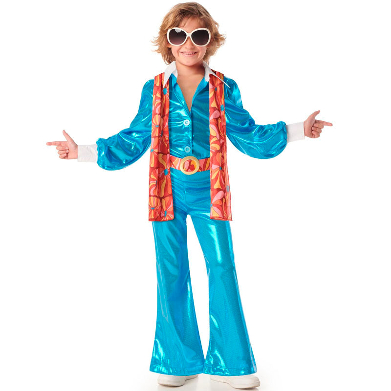 Disfraz de Disco azul años 70 para niño