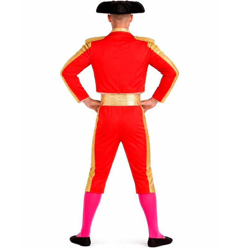 Disfraz de Torero rojo y dorado para hombre espalda