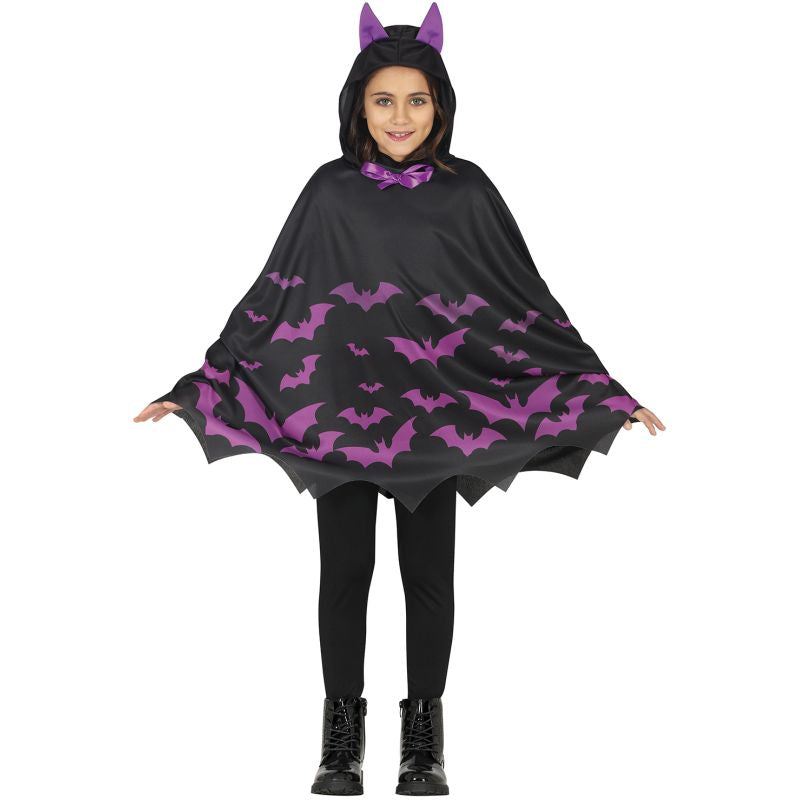 Disfraz de Poncho Murciélagos Morados para niña