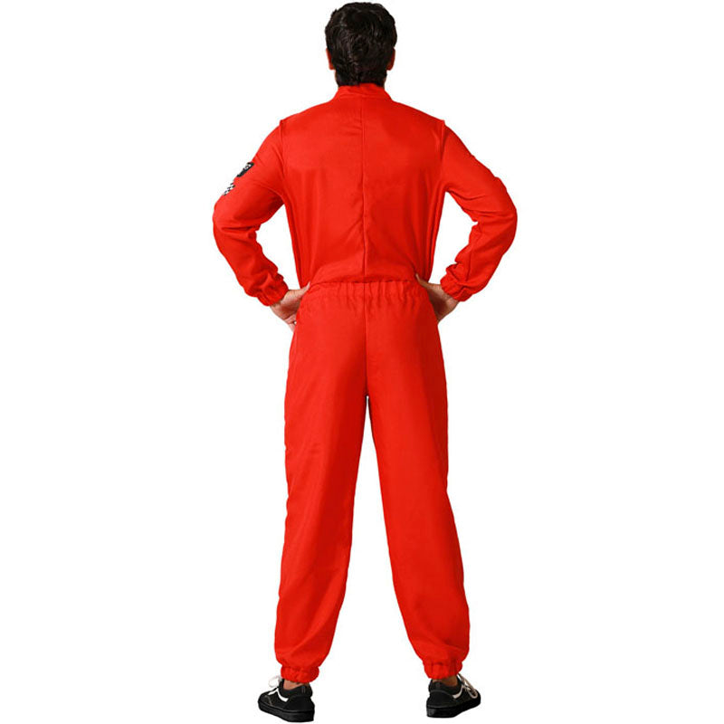 Disfraz para adulto de Piloto de carreras rojo Espalda