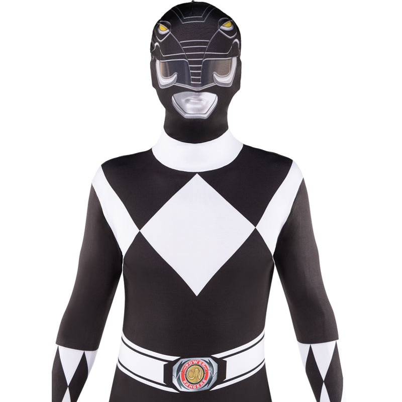 Disfraz de Power Ranger Negro Segunda piel adulto unisex Detalle