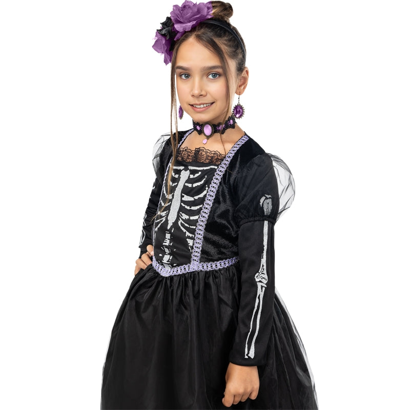 Disfraz de Princesa Esqueleto para niña Detalle