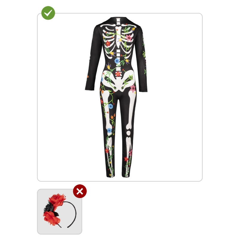 Disfraz de Esqueleto Catrina Día de los Muertos para mujer Contenido