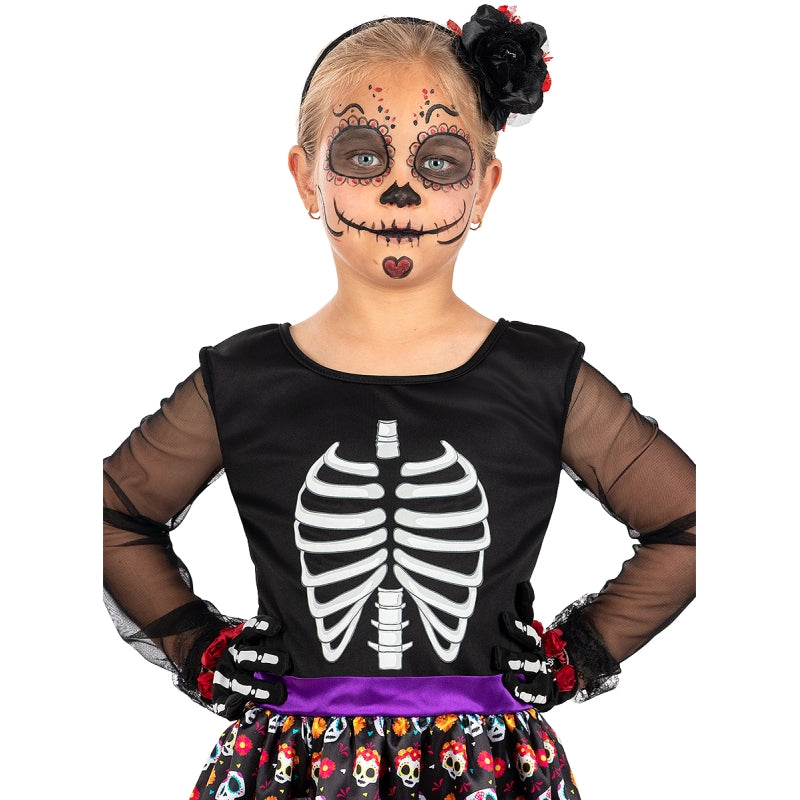 Disfraz de Esqueleto Día de los Muertos para niña Detalle