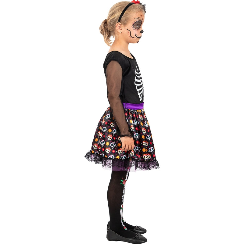 Disfraz de Esqueleto Día de los Muertos para niña Perfil