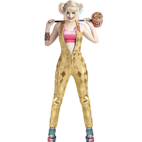 Disfraz de Harley Quinn con mono de Birds of Prey para mujer