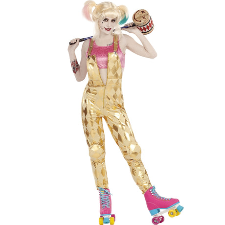 Disfraz de Harley Quinn con mono de Birds of Prey para mujer Bis