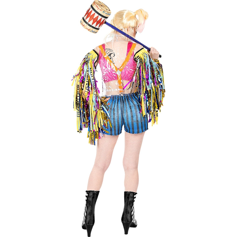Disfraz de Harley Quinn con flecos de Birds of Prey para mujer Espalda