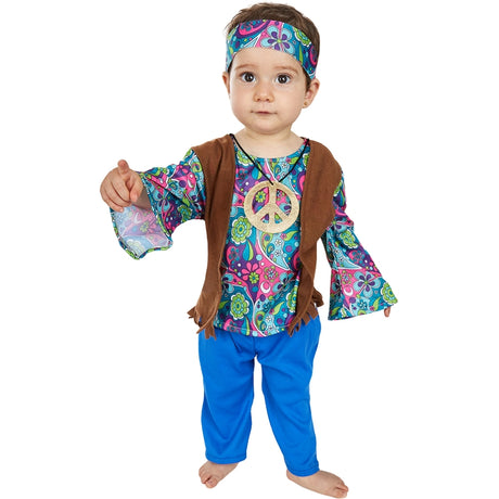Disfraz de Hippie Paz y Amor para bebé Bis