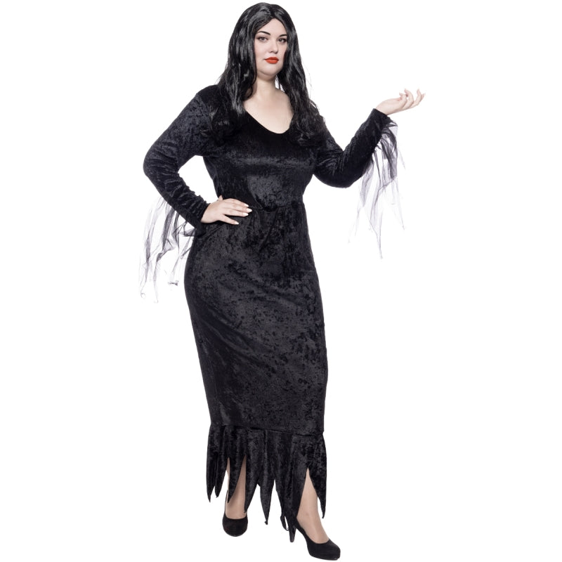 Disfraz de Morticia Addams de La Familia Addams para mujer Talla Grande