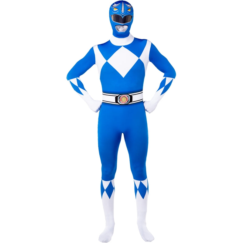 Disfraz de Power Ranger Azul Segunda piel adulto unisex Bis