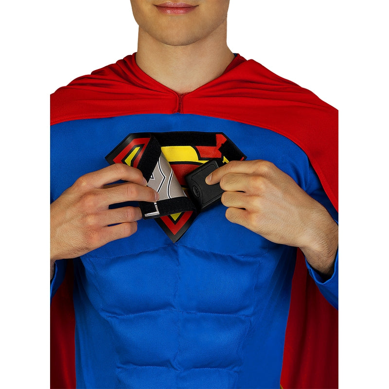 Disfraz de Superman Lights On  para hombre Pilas