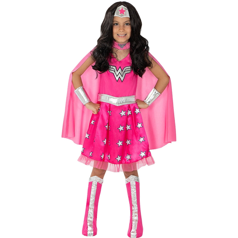 Disfraz de Wonder Woman rosa para niña