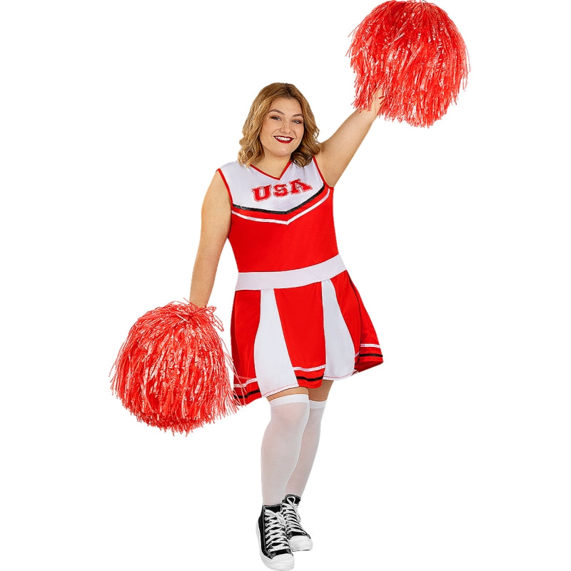 Disfraz de Animadora Roja Americana para mujer Talla Grande