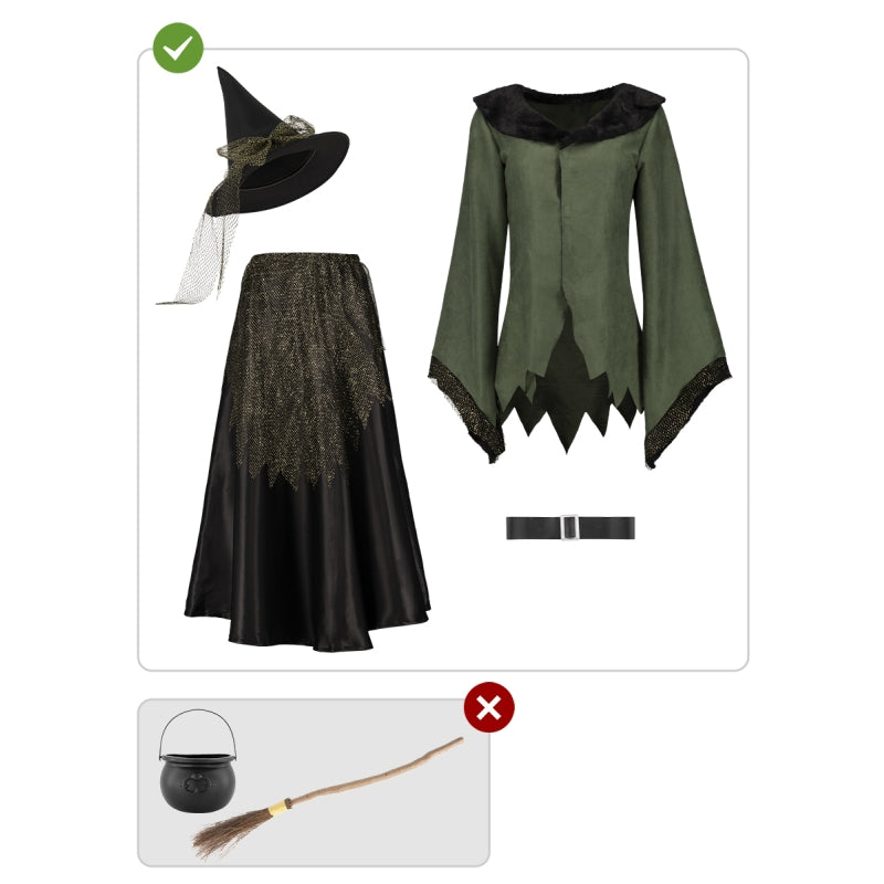 Disfraz de Bruja Deluxe para mujer Contenido