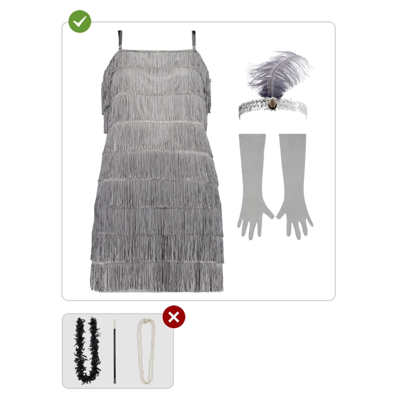 Disfraz de Charlestón Años 20 Plateado para mujer Contenido