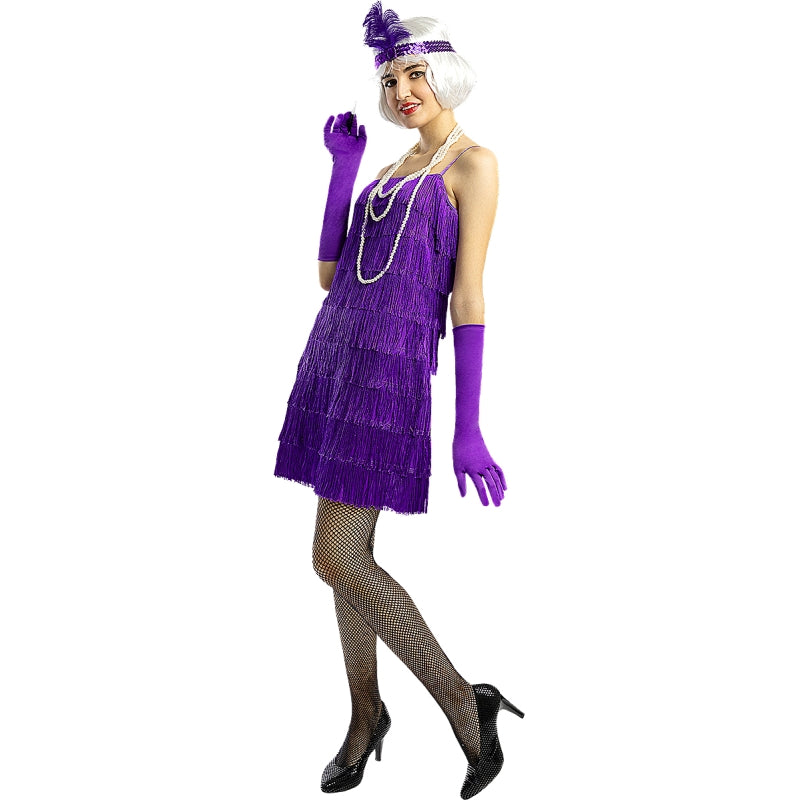 Disfraz de Charlestón Flecos Violeta para mujer Bis