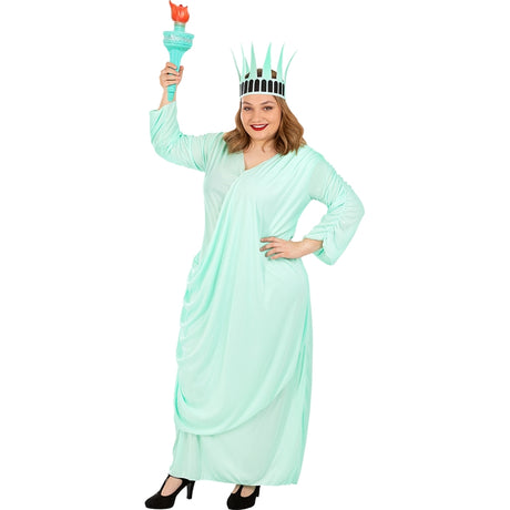 Disfraz de Estatua de la libertad América para mujer Talla Grande