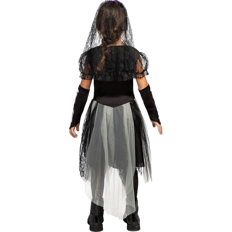 Disfraz de Novia Esqueleto con Encaje para niña Espalda