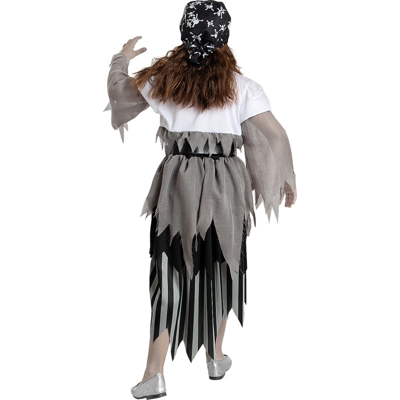 Disfraz de Pirata Zombie para niña Espalda