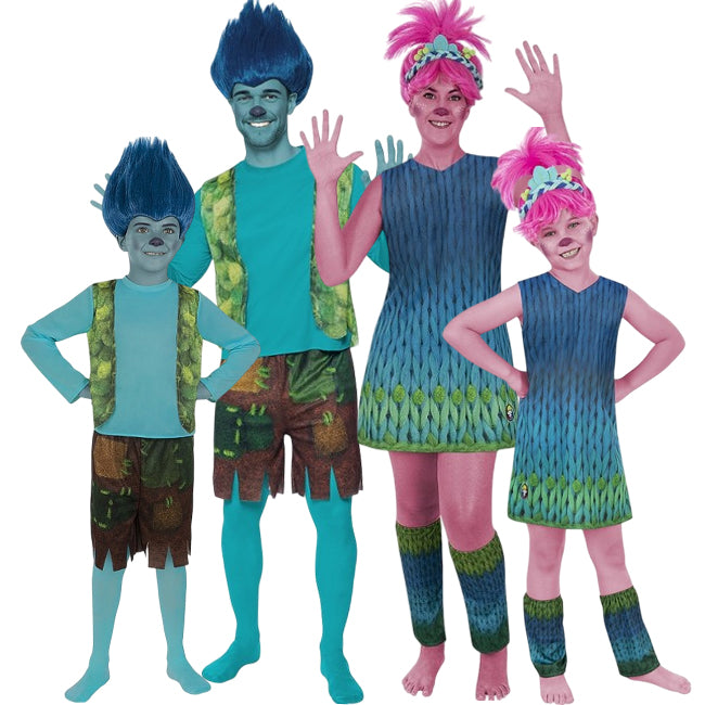 Disfraces Branch y Poppy de Trolls para grupos y familias