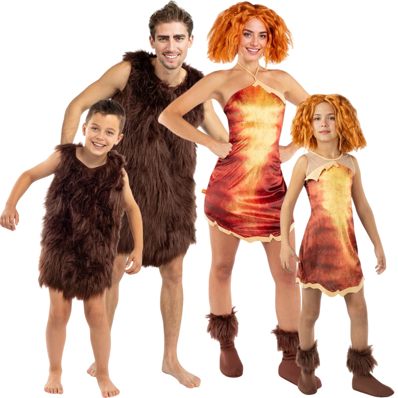 Disfraces Grug y Eep de Los Croods para grupos y familias