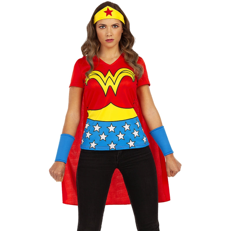 Disfraz de Camiseta con Capa Wonder Woman para mujer Bis
