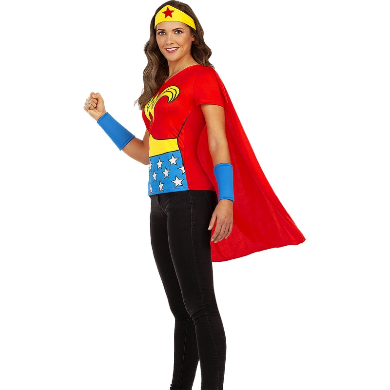 Disfraz de Camiseta con Capa Wonder Woman para mujer Perfil