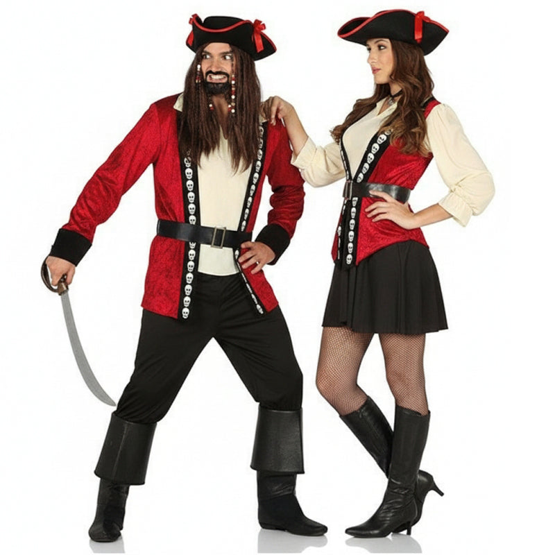 Pareja Piratas Calavera Rojos