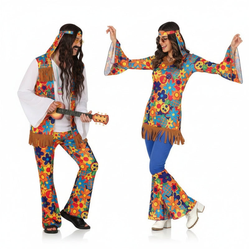 Pareja de Hippies Floreados
