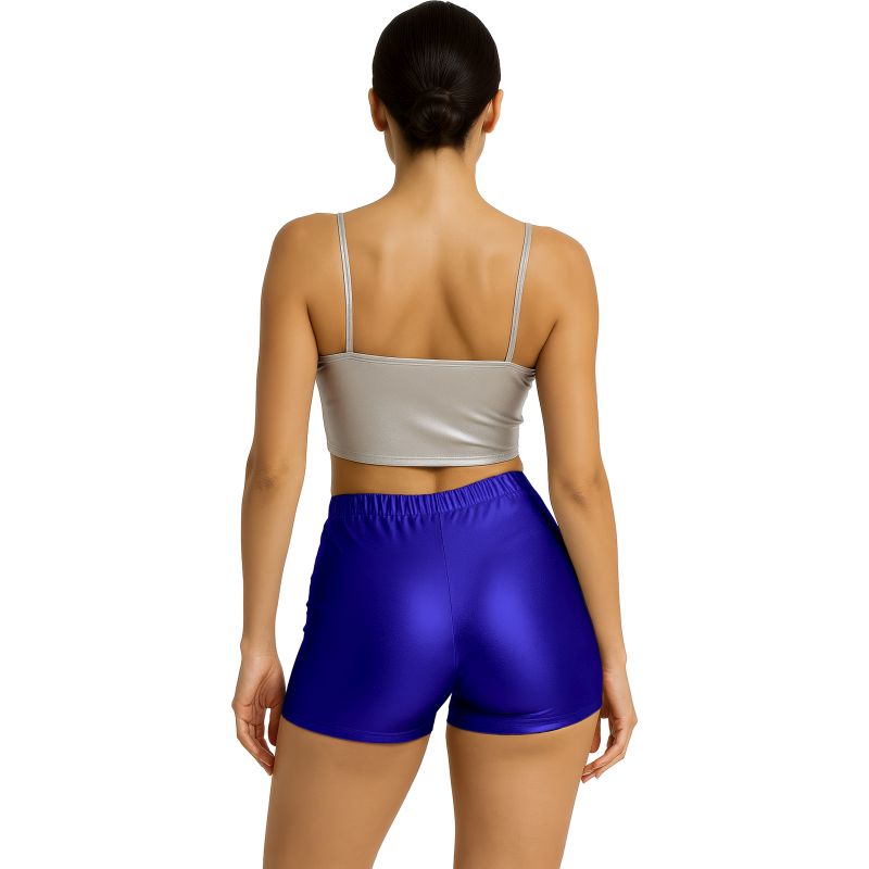 Pantalón Corto de disfraz Azul Metalizado para mujer Espalda