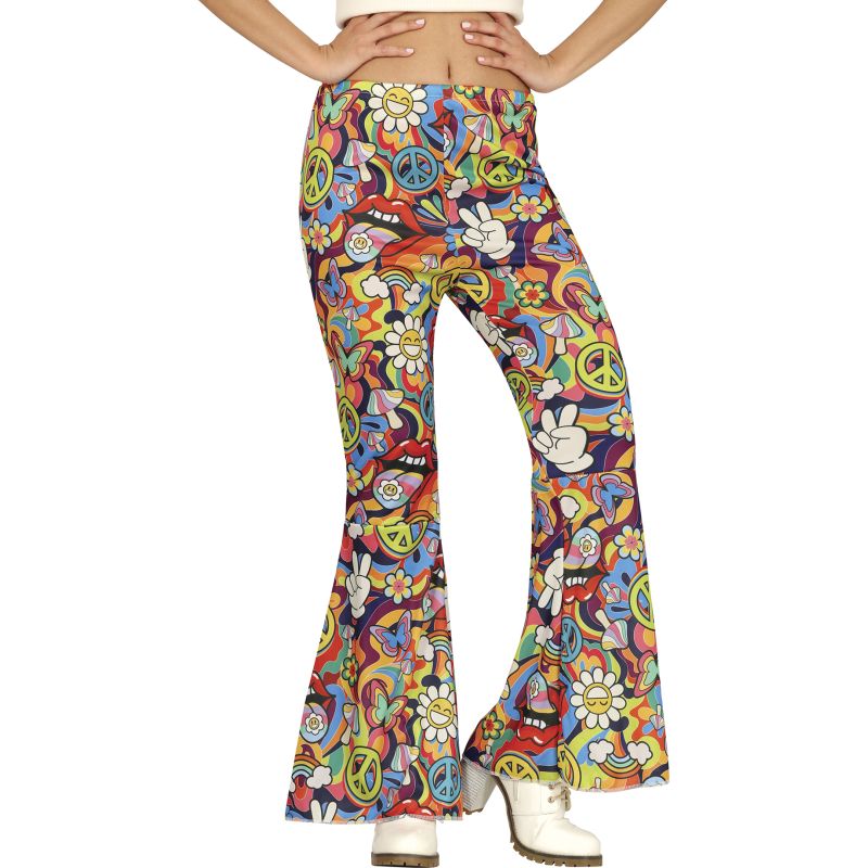 Pantalón de disfraz Hippie Peace para mujer
