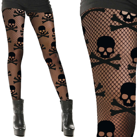 Pantys rejilla con calaveras