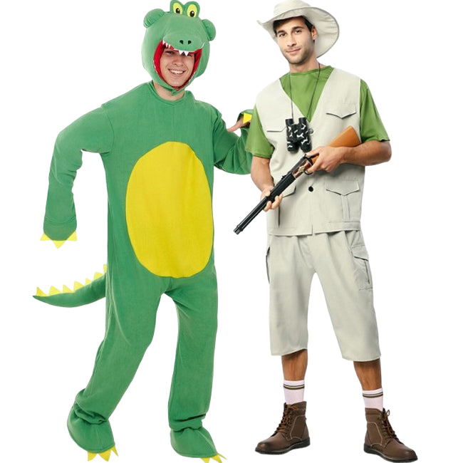 Pareja de Explorador y Cocodrilo Salvaje