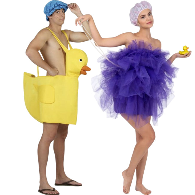Pareja de Patito y Esponja de baño
