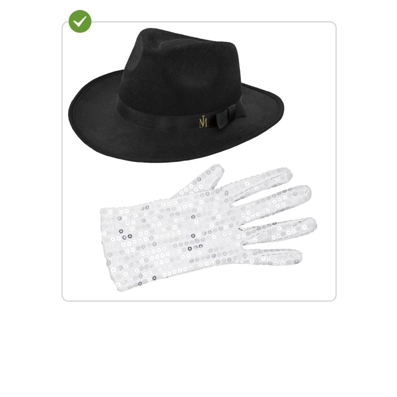 Sombrero y guante de Michael Jackson para adulto Contenido