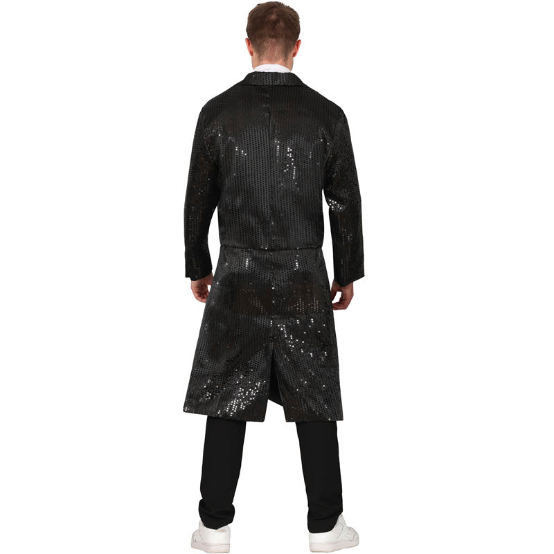 Chaqueta Frac de Lentejuelas Negras para Hombre Espalda