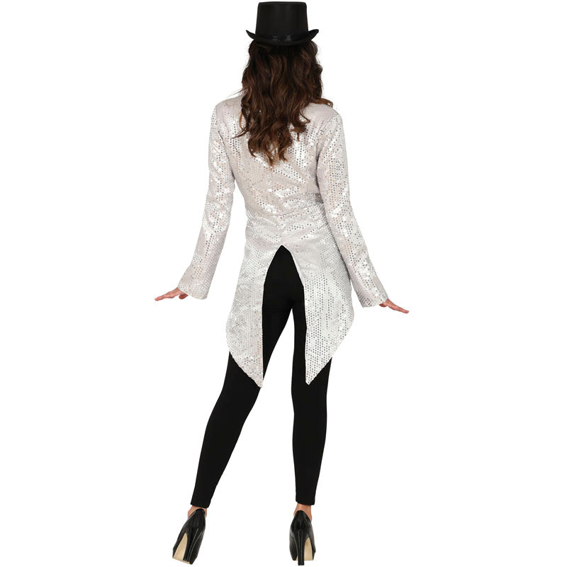 Chaqueta Frac de Lentejuelas plateadas para Mujer Espalda
