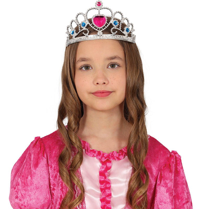 Diadema plata con corazón para niñas