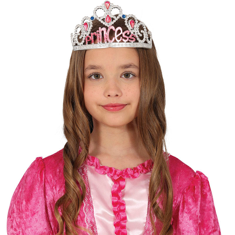 Diadema de princesa color plata para niñas