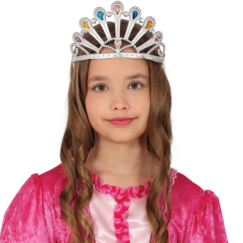 Diadema de reina color plata para niñas