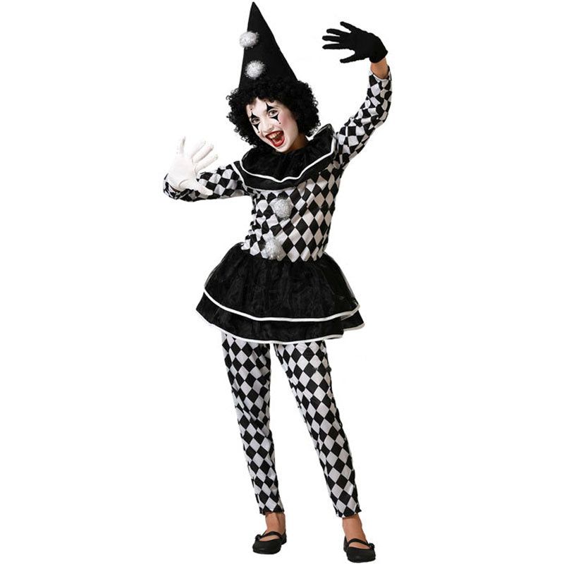 Disfraz para niña de Arlequín blanco y negro