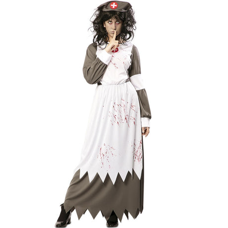 Disfraz de Enfermera zombie gris para mujer