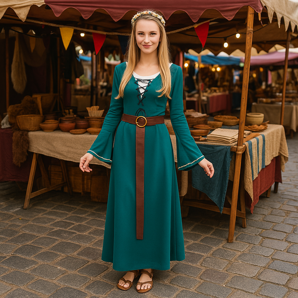 Disfraz de Doncella Medieval Verde para mujer