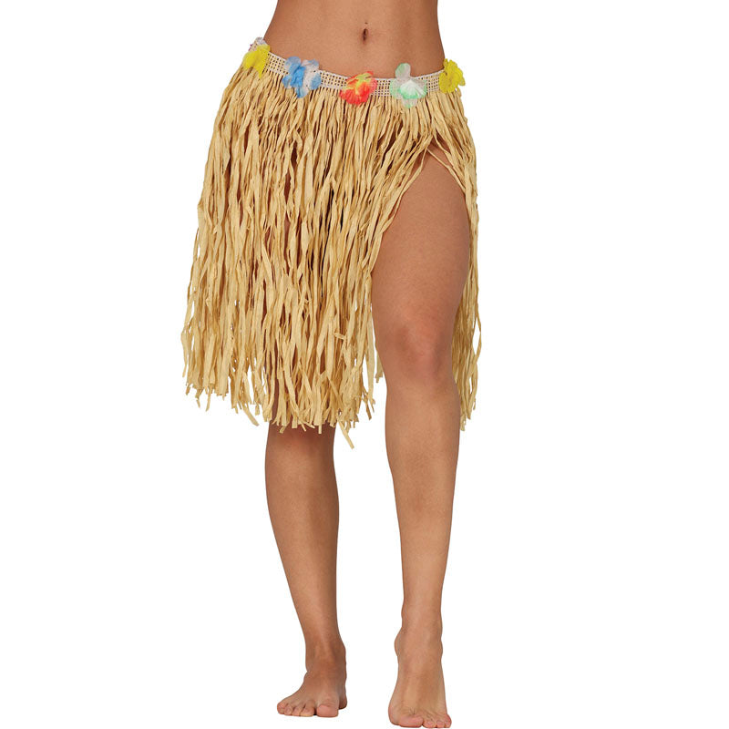 Falda de bailarina hawaiana de color paja